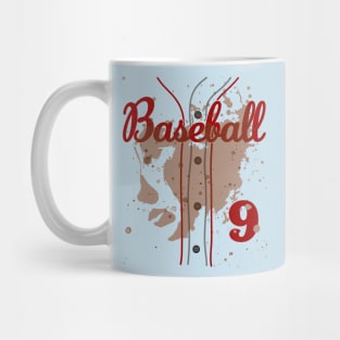 Kids 9th Birthday Baseball 9 Years Old #9 Baseball Lover Dirty Uniform Funny Baseball Mug